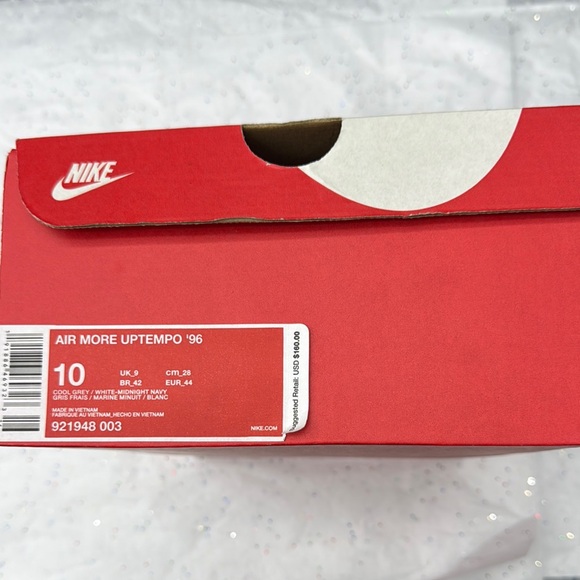 Nike Air More Uptempo '96 Gray and Navy Sneakers - Picture 7 of 7